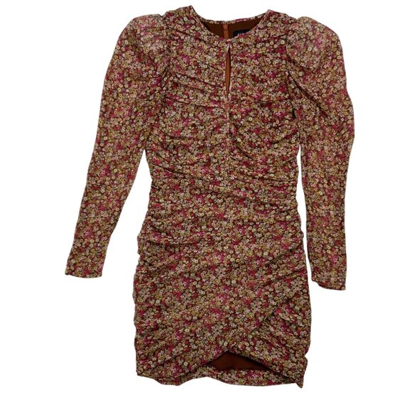 Bardot Revolve Ruched Ditsy Floral Mini Dress S Ditsy Floral - Picture 12 of 12
